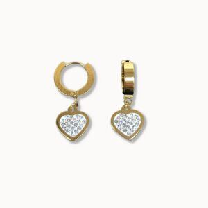 18K Gold Plated Paved huggie hoops